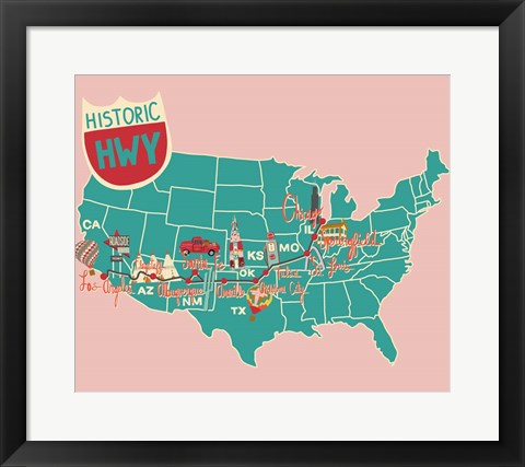 Framed Roadtrip Map Print