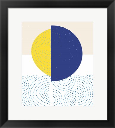 Framed Blue and Yellow Mod Circles I Print