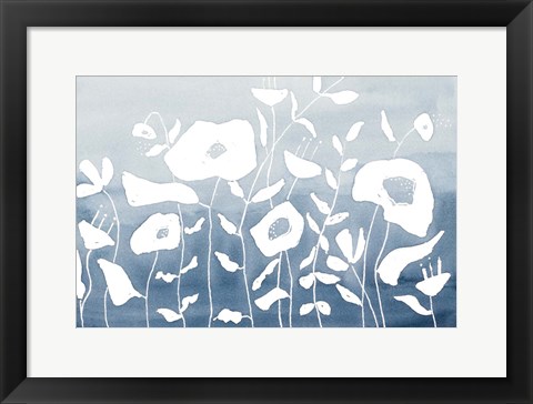 Framed Blue And White Floral Garden Print