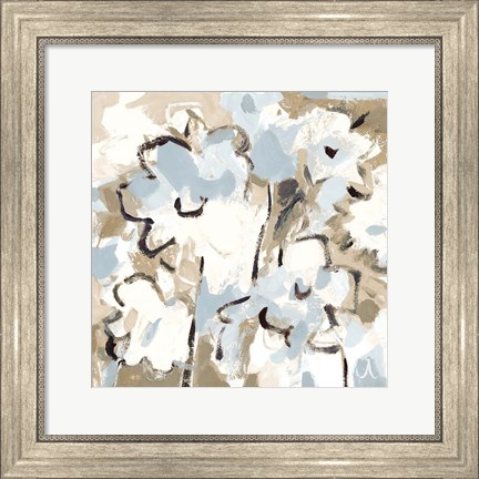 Framed Light Blue Floral Print