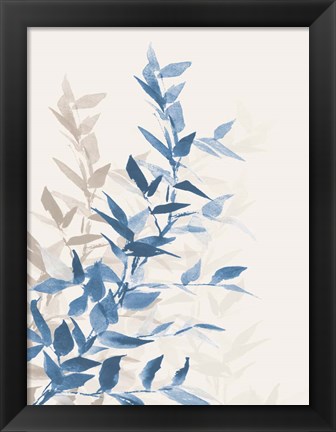 Framed Blue Branch I Print