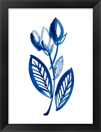 Framed Blue Floral I Print