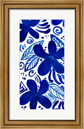 Framed Blue Floral Panel Print