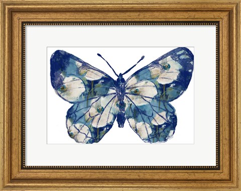 Framed Floral Indigo Butterfly Print