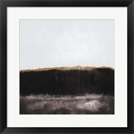 Framed Noir Clouds of Neptune with Gold Print