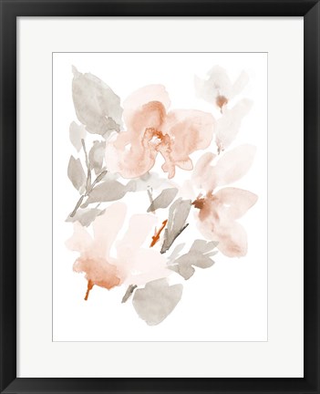 Framed Peach Tranquil Florals II Print