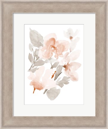 Framed Peach Tranquil Florals II Print