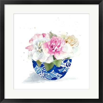 Framed Peonies In A Bowl II Print