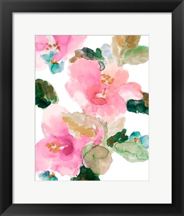 Framed Scattered Pink Hibiscus Print