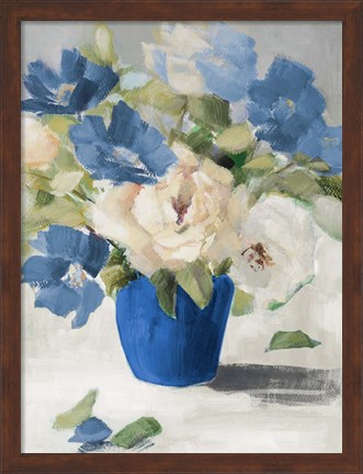 Framed Shades Of Blue Floral Print