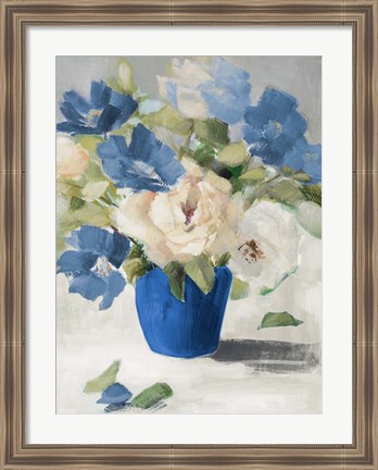 Framed Shades Of Blue Floral Print