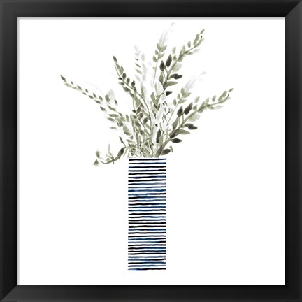 Framed Tall Blue Textured Vase Print