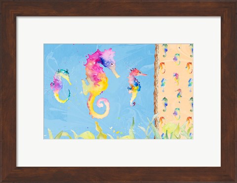 Framed Vibrant SeaHorse Trio Print