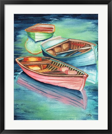 Framed Docked Rowboats II Print