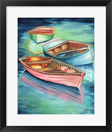 Framed Docked Rowboats II Print