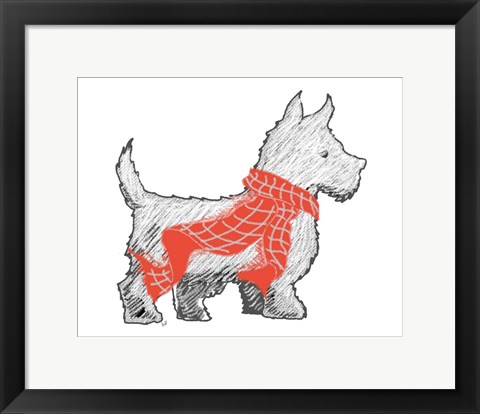 Framed Westie With Scarf Print