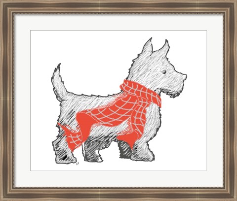 Framed Westie With Scarf Print