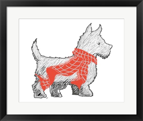 Framed Westie With Scarf Print