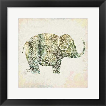 Framed Boho Elephant I Print