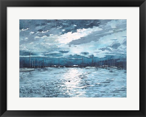 Framed Moonlit Marina Print