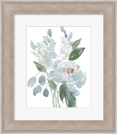 Framed Restful Blue Floral I Print