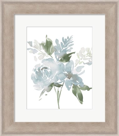 Framed Restful Blue Floral II Print