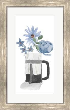 Framed Tumbler Of Blue Flowers II Print