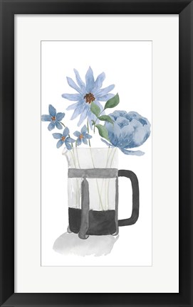 Framed Tumbler Of Blue Flowers II Print