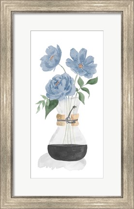 Framed Tumbler Of Blue Flowers I Print