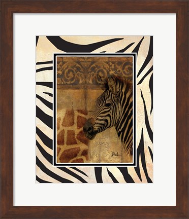 Framed Elegant Safari with Border I (Zebra) Print