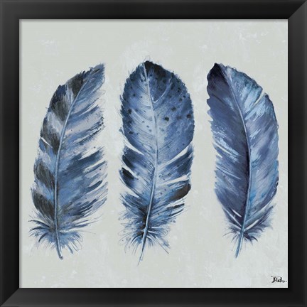 Framed Indigo Feathers II Print