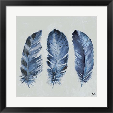 Framed Indigo Feathers II Print