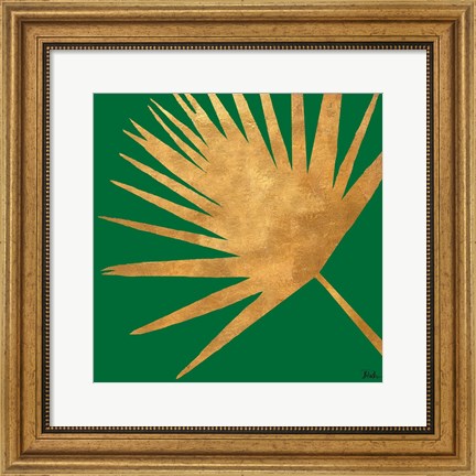 Framed Gold Organic On Green Print