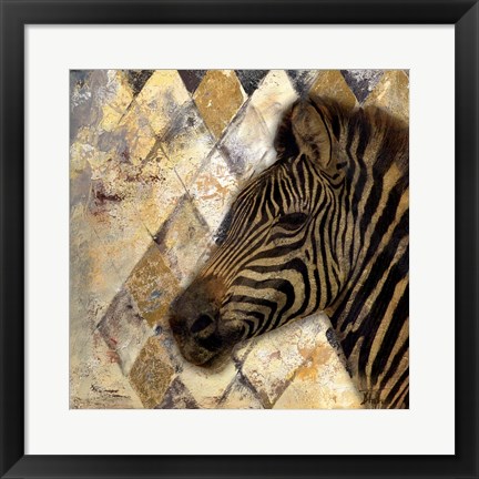 Framed Golden Safari I (Zebra) Print