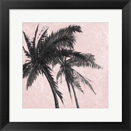 Framed Gray Palm on Pink II Print