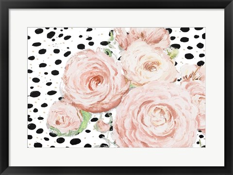 Framed Soft Romance on Black Dots Print