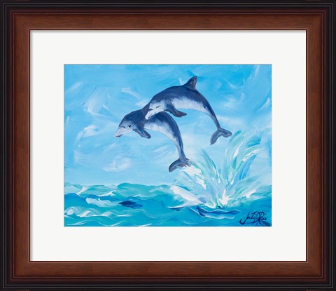 Framed Soaring Dolphins I Print