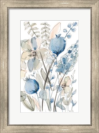 Framed Blue And White Floral I Print