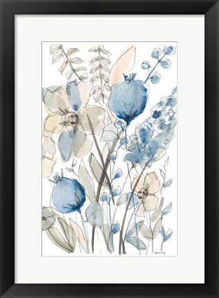 Framed Blue And White Floral I Print