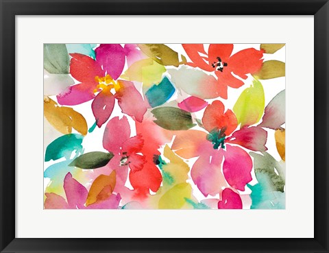 Framed Contemporary Red Blooms Print