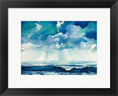 Framed Clouds and Ocean Print