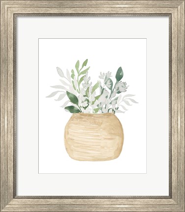 Framed Pot Of White Floral Print