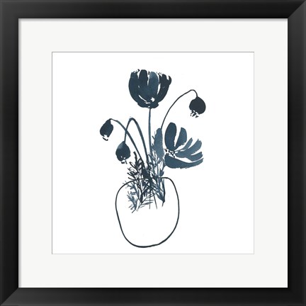 Framed Indigo Floral Study II Print