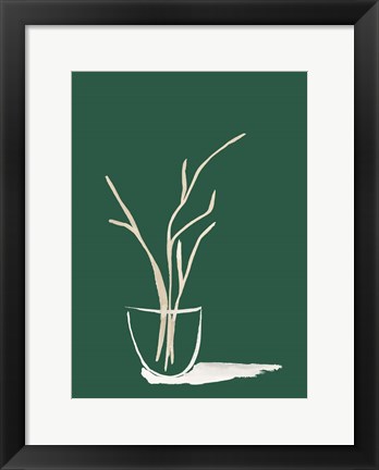 Framed Small Branch Display On Green Print