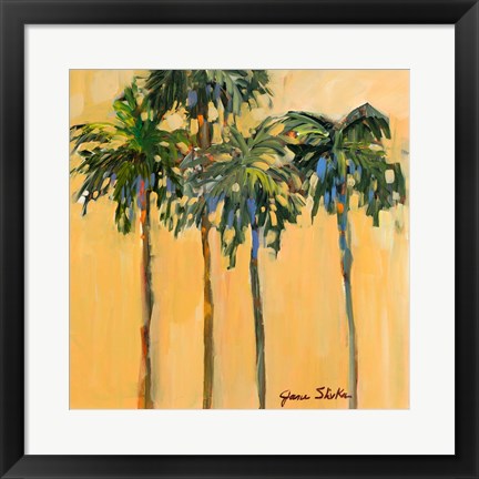 Framed Tropical Palms on Yellow Print