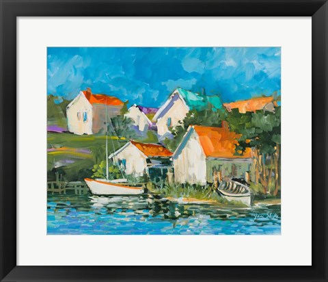 Framed Lake Town Print