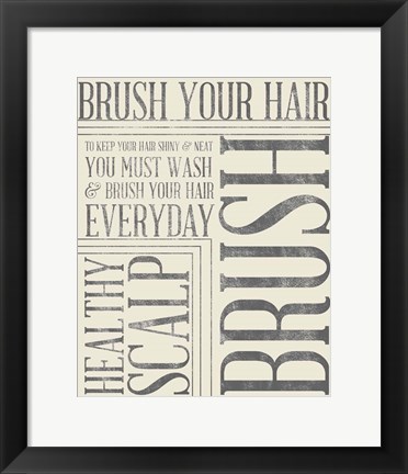 Framed Bath Reminders in Gray I Print