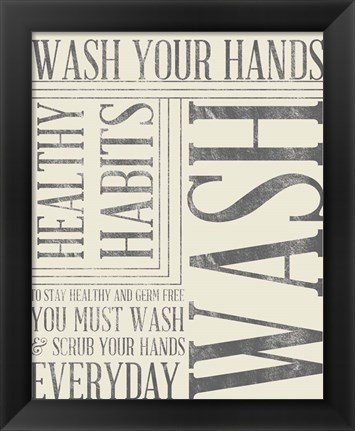 Framed Bath Reminders in Gray III Print