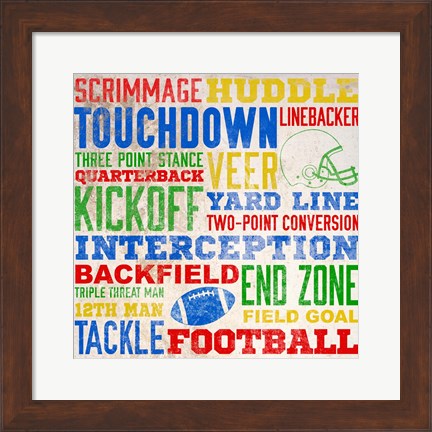 Framed Colorful Football Typography Print