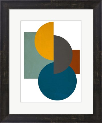 Framed Simple Shapes on White I Print